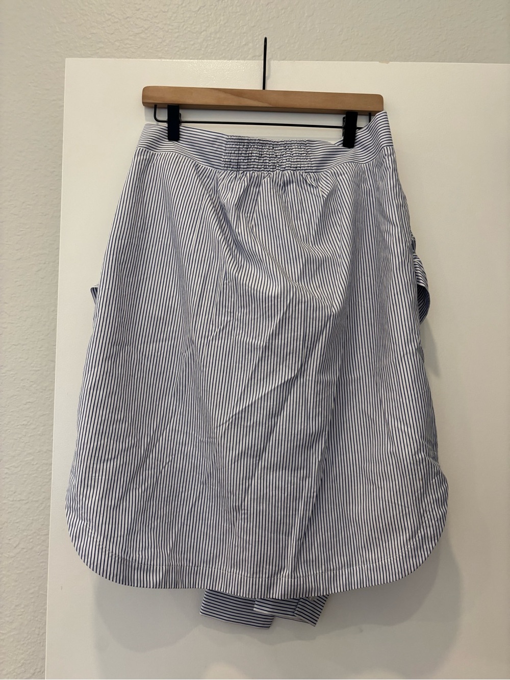 NWT Anthropologie Maeve Deconstructed Oxford Striped Tie-Front Midi Skirt - Picture 4 of 8
